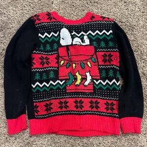 Jumping Beans Brand Snoopy Black and Red Holiday Kids “Ugly” Sweater